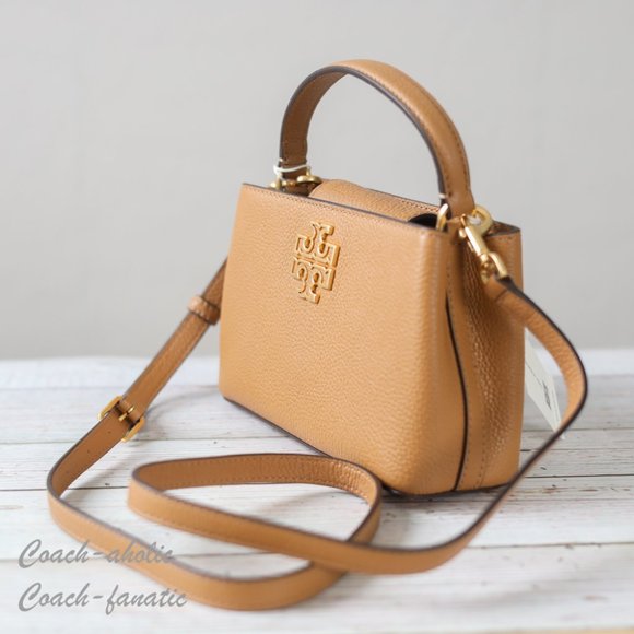 NWT Tory Burch Britten Micro Satchel Leather Crossbody in Tiramisu - Picture 6 of 11